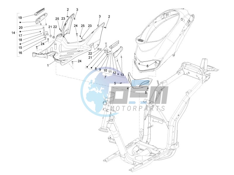 Central cover - Footrests