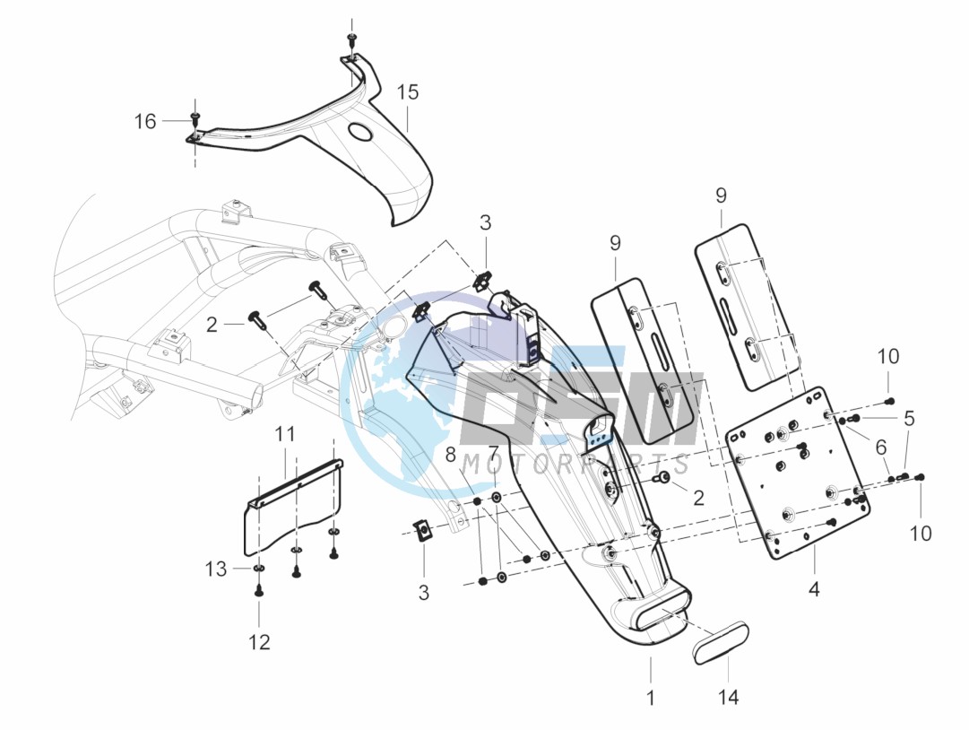 Rear cover - Splash guard