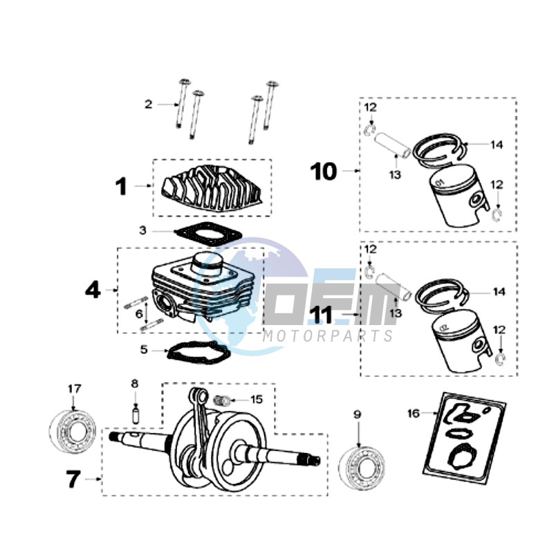 CRANKSHAFT AND CYLINDER IAE