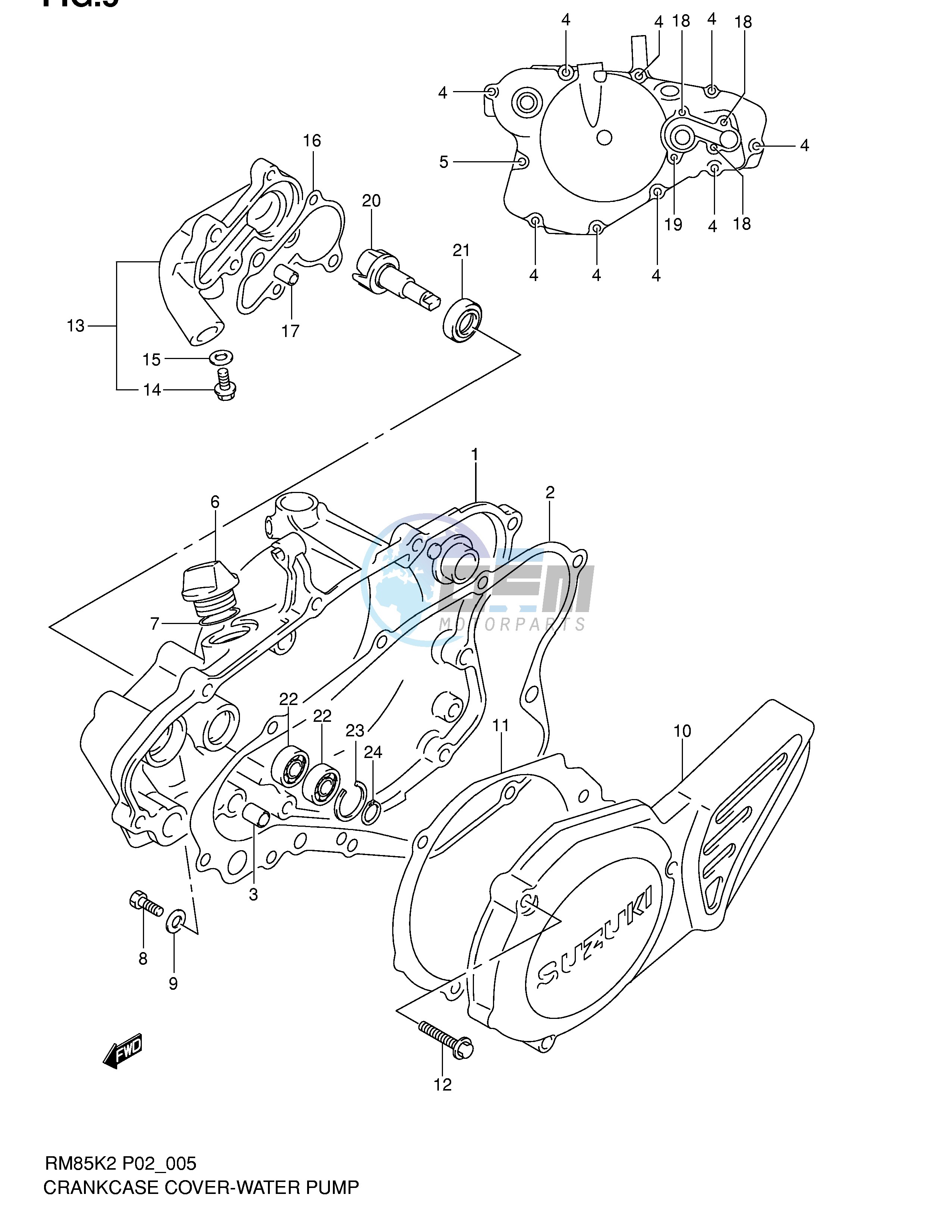 CRANKCASE COVER - WATER PUMP