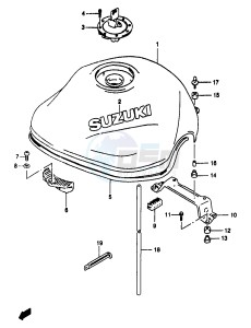 GSF1200A (E18) drawing FUEL TANK (MODEL W X)