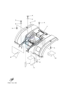 YFM350FWA YFM35FGD GRIZZLY 350 4WD (1NS8 1NS9) drawing REAR FENDER