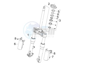 Beverly 500 2005-2006 drawing Fork steering tube - Steering bearing unit