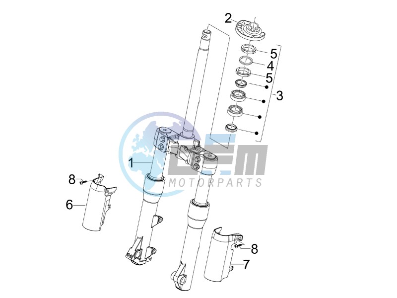 Fork steering tube - Steering bearing unit