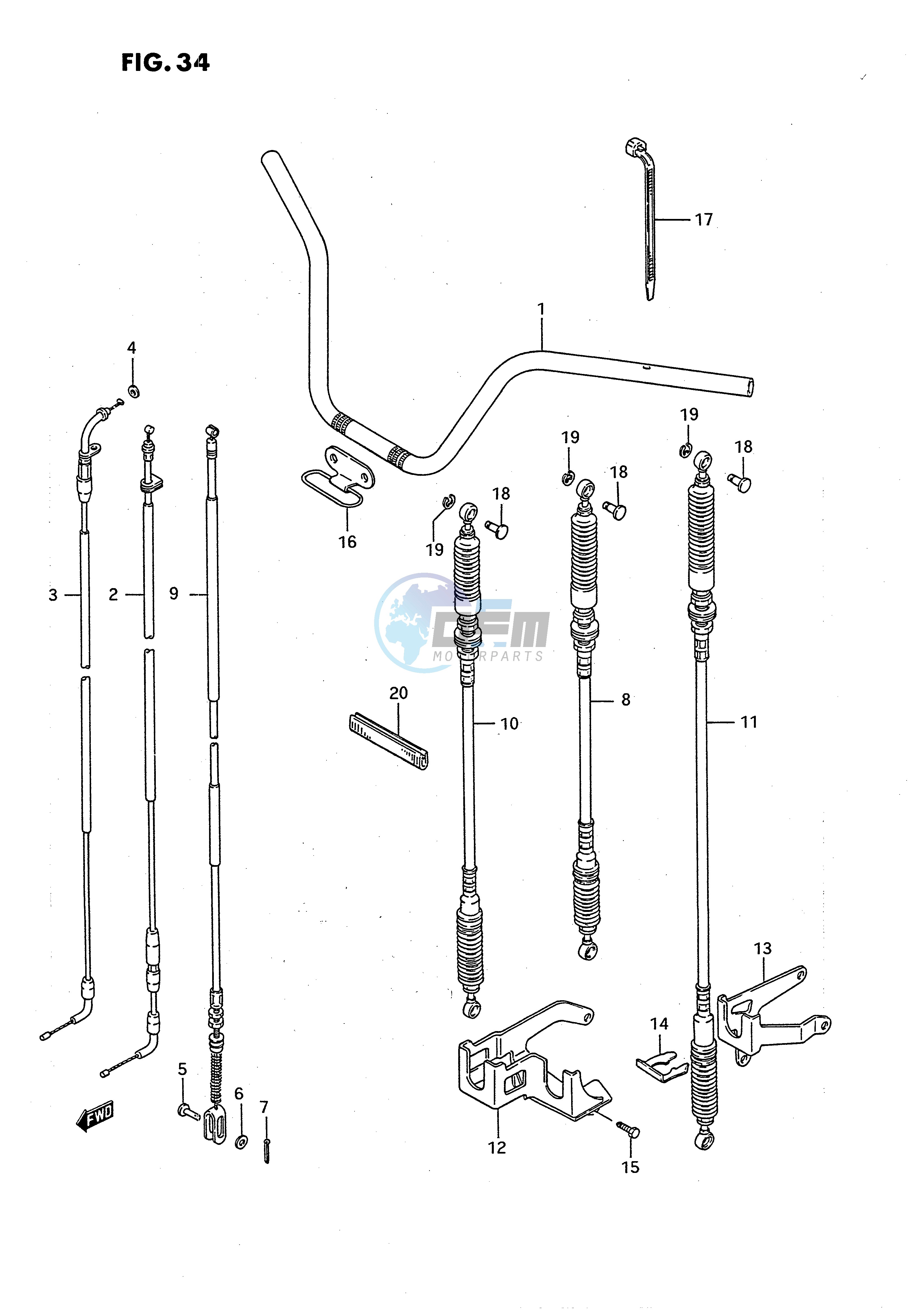 HANDLEBAR - CABLE (MODEL J K)