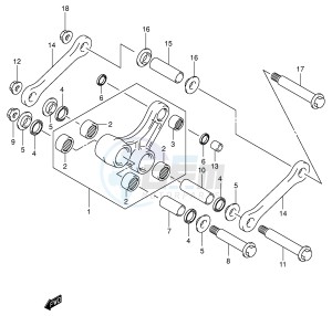 RM125 (E3-E28) drawing REAR CUSHION LEVER (MODEL K2 K3)