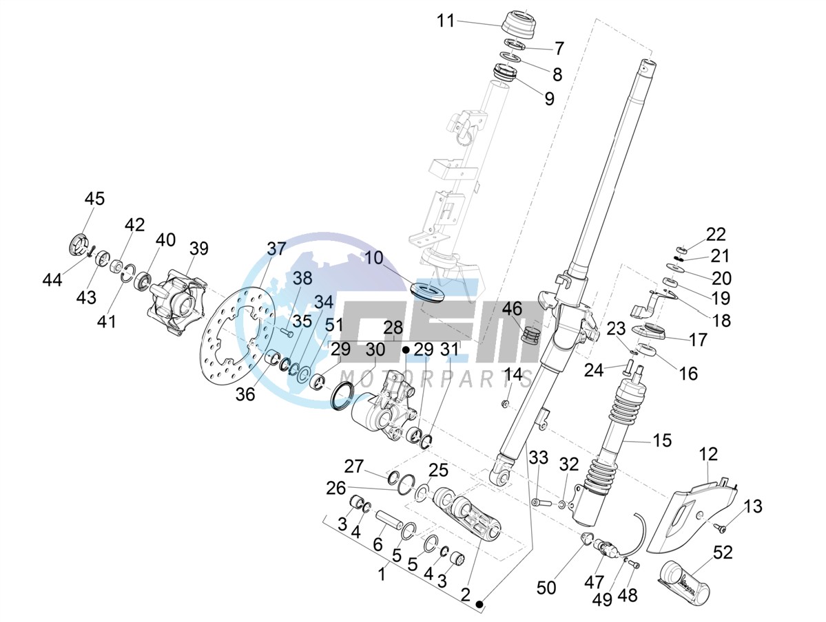 Fork/steering tube - Steering bearing unit