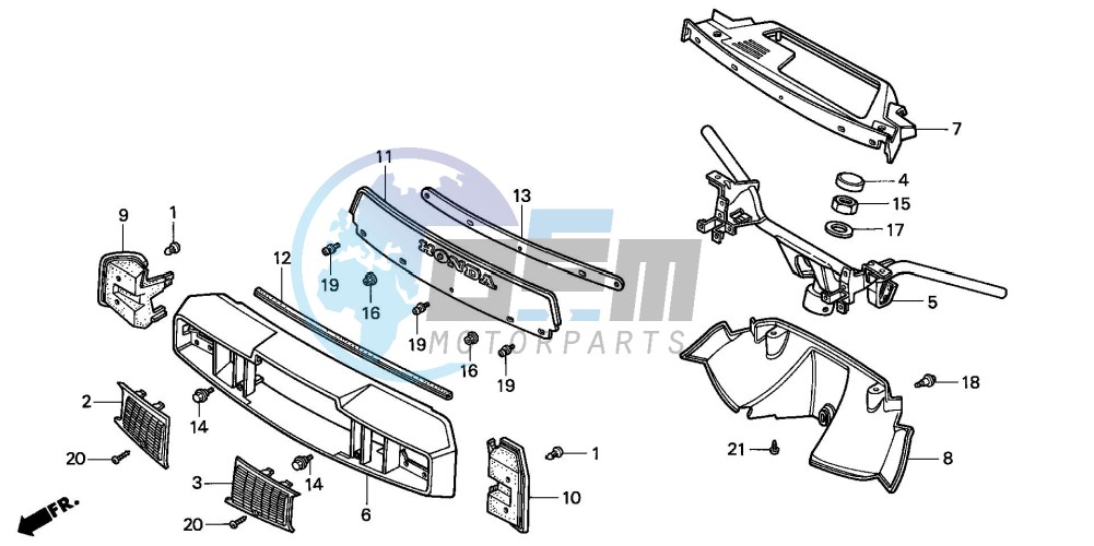 STEERING HANDLE/ HANDLE COVER/WIND SCREEN