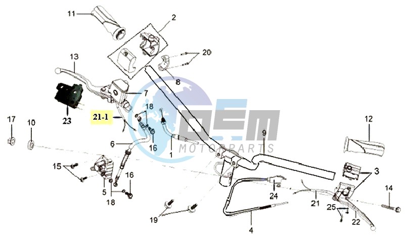 HANDLEBAR / BRAKE LEVERS CPL  L /R