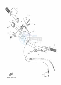 YZ250X (BF1V) drawing STEERING HANDLE & CABLE