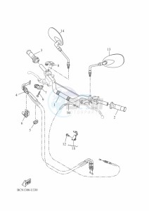 XSR700 MTM690D-U (BCP1) drawing STEERING HANDLE & CABLE