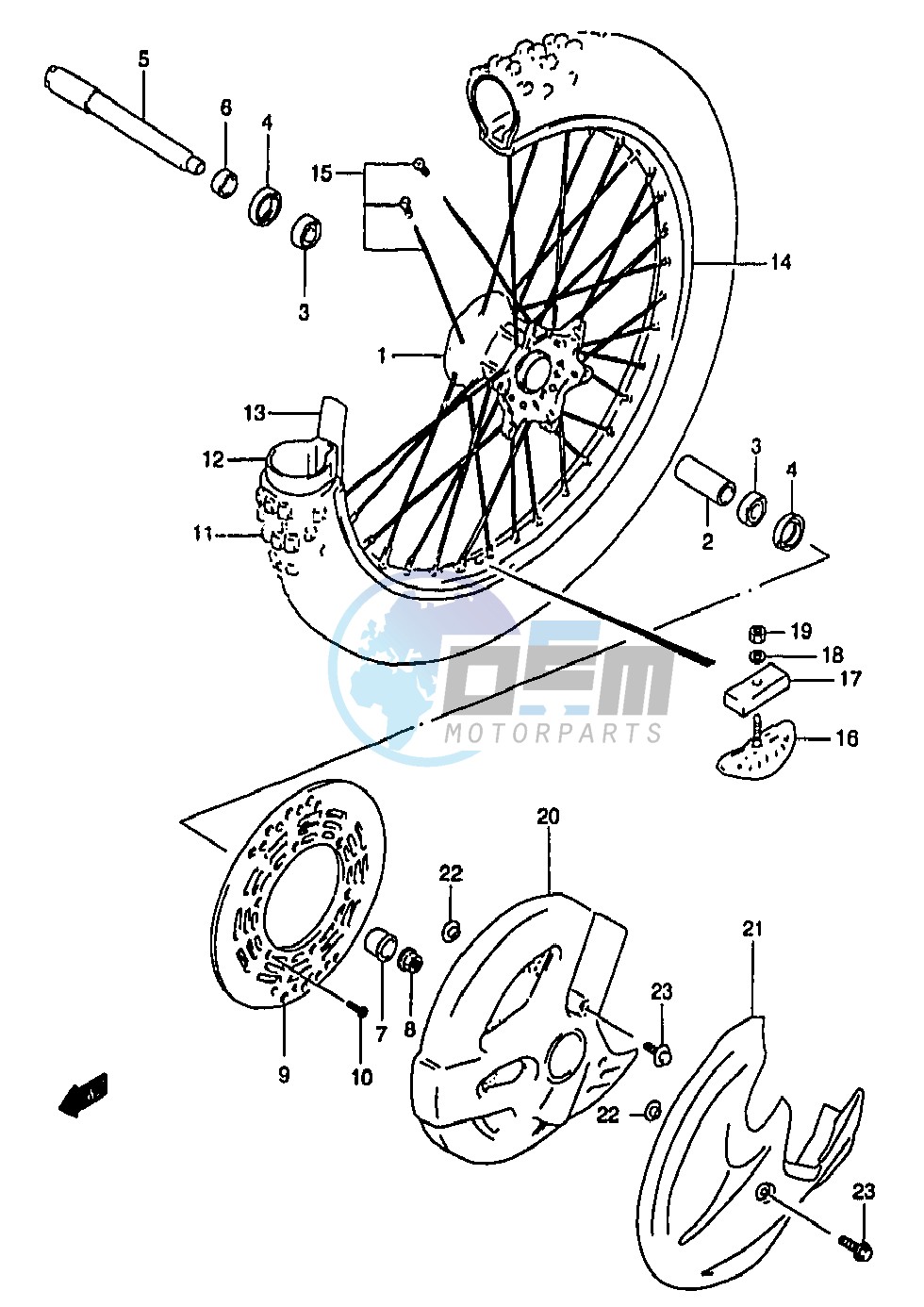 FRONT WHEEL (MODEL V W X Y)