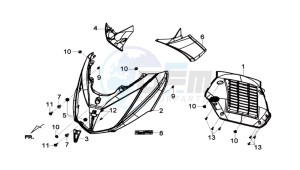 GTS 300i drawing FR PLATE / INDICATORS / INNER LEG SHIELD