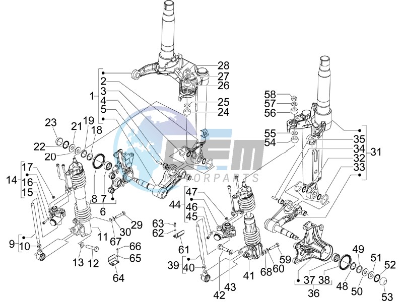 Front fork components (Mingxing)