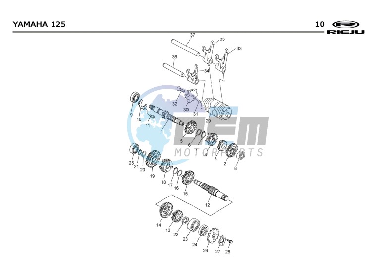 GEARBOX  Yamaha 125 4t Euro 2