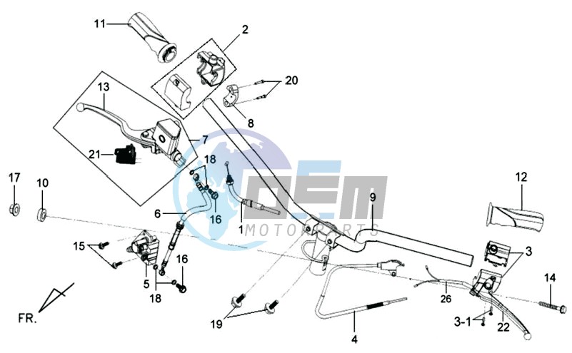 HANDLEBAR / BRAKE LEVERS CPL  L /R