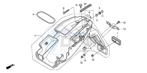 CB600F2 CB600S drawing REAR FENDER (CB600F3/4/5/ 6)