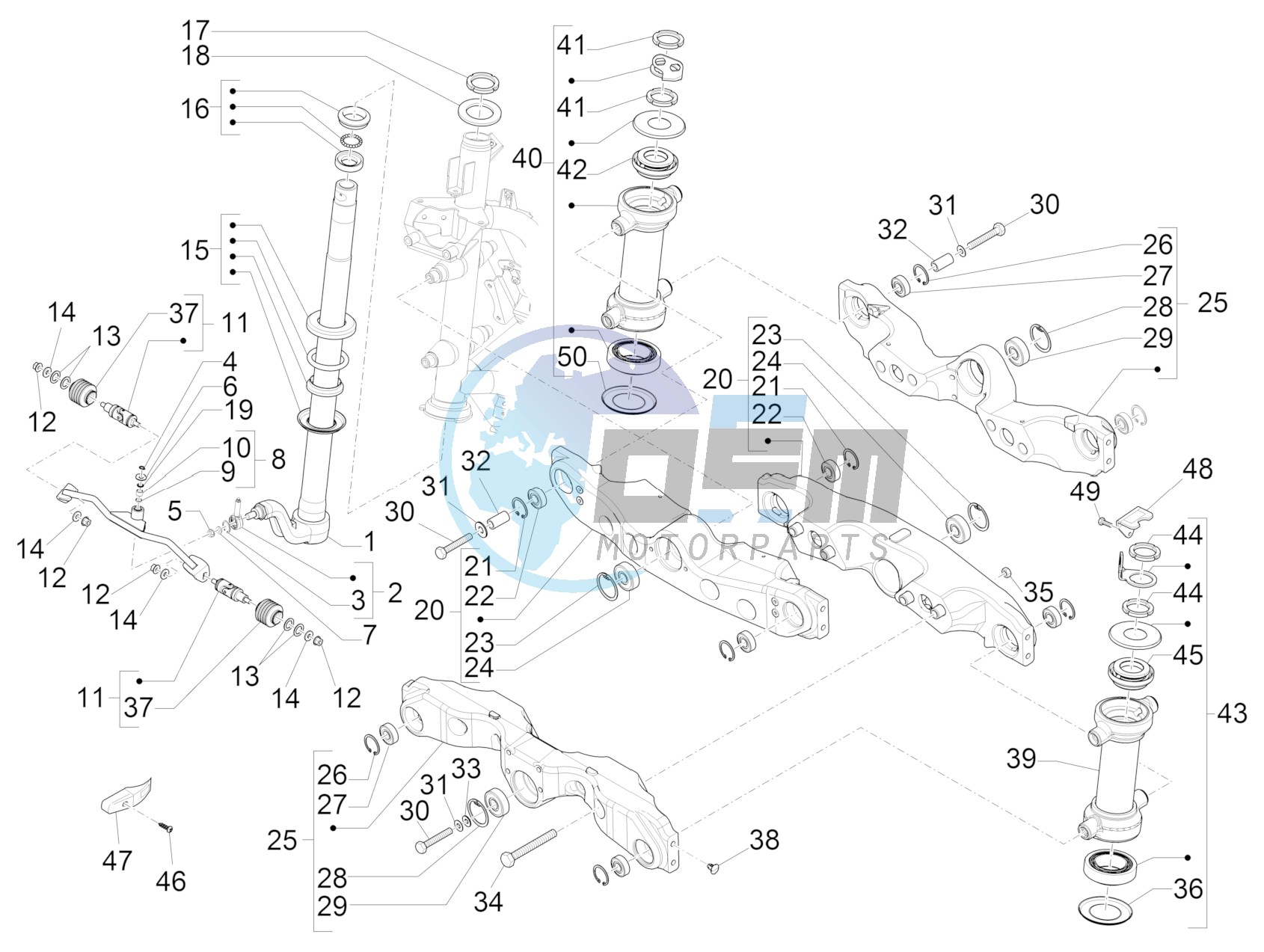 Fork/steering tube - Steering bearing unit