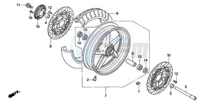 CB1300F1 CB1300SUPER FOUR drawing FRONT WHEEL