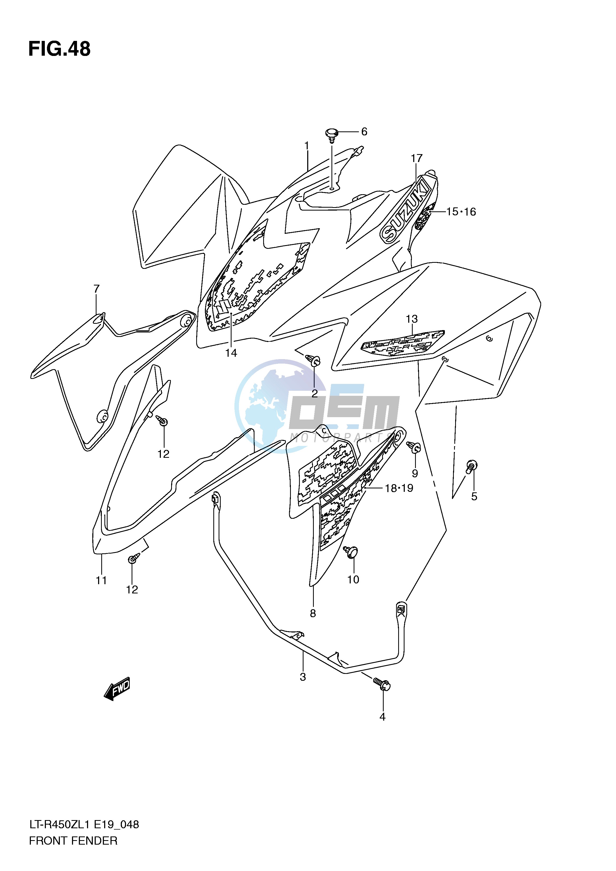 FRONT FENDER (LT-R450ZL1 E19)