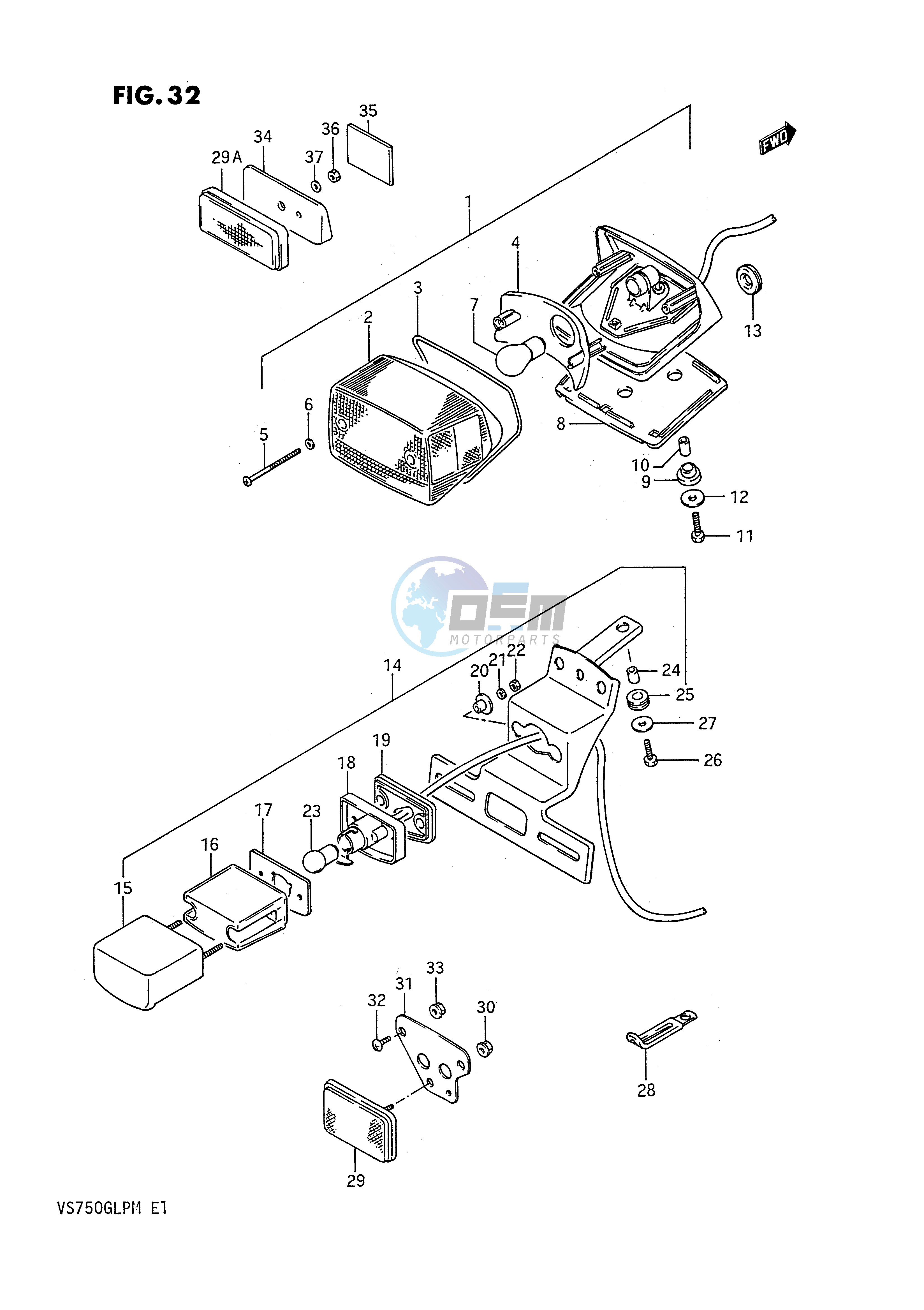 REAR COMBINATION LAMP (MODEL F,MODEL K L M E1,E24)