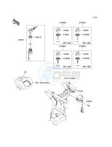 KSV 700 A [KFX 700] (A6F-A9F) A8F drawing IGNITION SWITCH