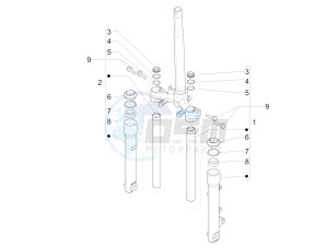 Liberty 125 iGet 4T 3V ie ABS (APAC) drawing Fork's components (Wuxi Top)