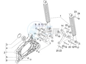 MP3 300 4t 4v ie lt ibrido drawing Rear suspension - Shock absorbers