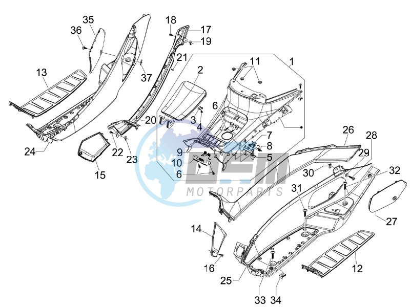 Central cover - Footrests