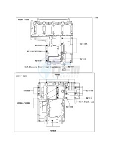 ZX 1200 C [NINJA ZZR 1200] (C1-C4) [NINJA ZZR 1200] drawing CRANKCASE BOLT PATTERN