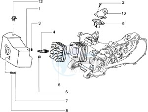 Zip 50 RST freno a disco drawing Cylinder head - Cooling hood - Inlet and induction pipe