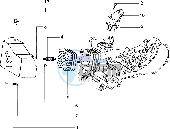 Cylinder head - Cooling hood - Inlet and induction pipe