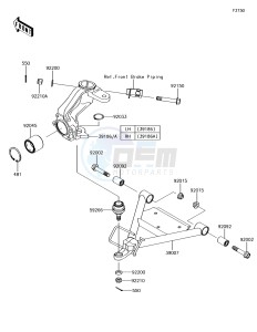 MULE SX 4x4 KAF400HHF EU drawing Suspension