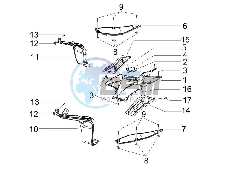 Central cover - Footrests