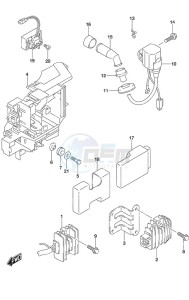 DF 25A drawing Rectifier/Ignition Coil Remote Control Tiller Handle w/Power Tilt