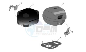 Scarabeo 50 2t e2 (eng. piaggio) drawing Acc. - Top/cases side cases