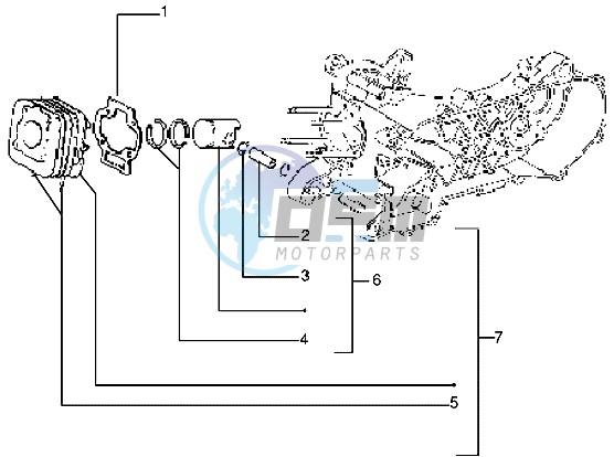 Cylinder-piston-wrist pin assy