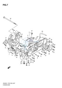 AN400 (E03) Burgman drawing CRANKCASE (AN400AL1 E33)