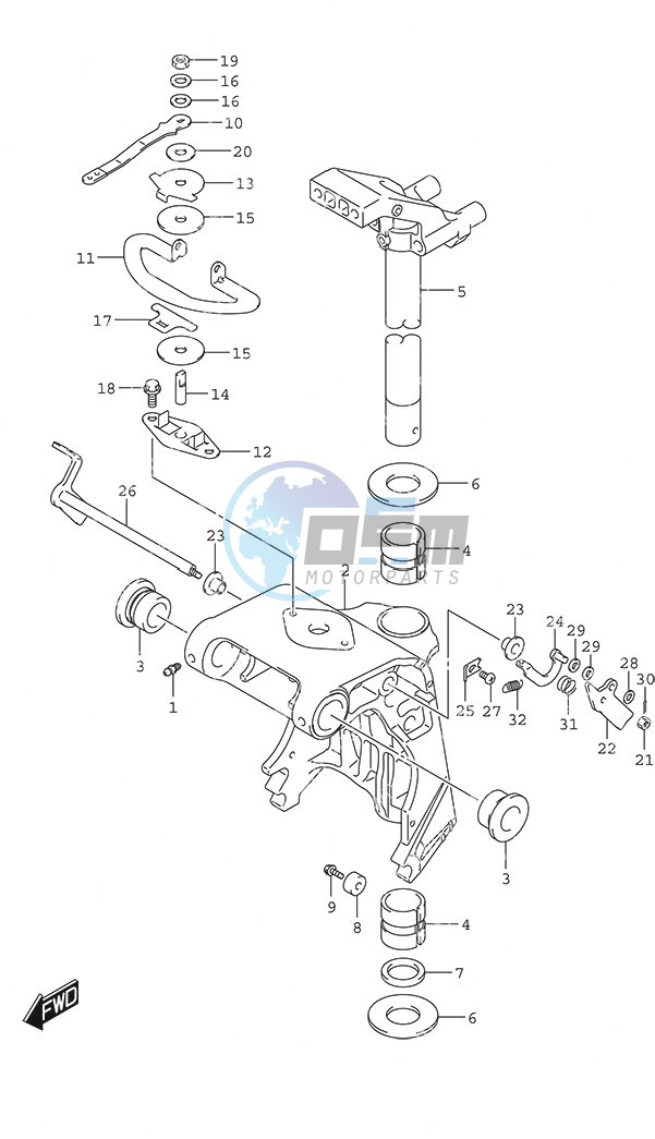 Swivel Bracket Tiller Handle w/Power Tilt