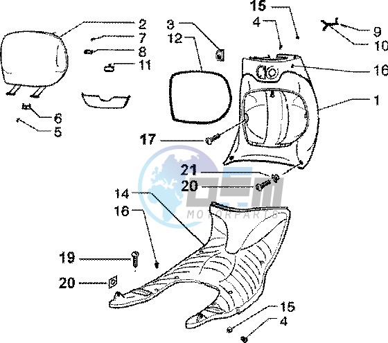 Front glove compartment - Rubber mat