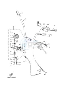 YFM700FWAD GRIZZLY 700 (B1AT) drawing STEERING HANDLE & CABLE