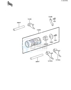 KX 60 A [KX60] (A1-A2) [KX60] drawing GEAR CHANGE DRUM & FORKS