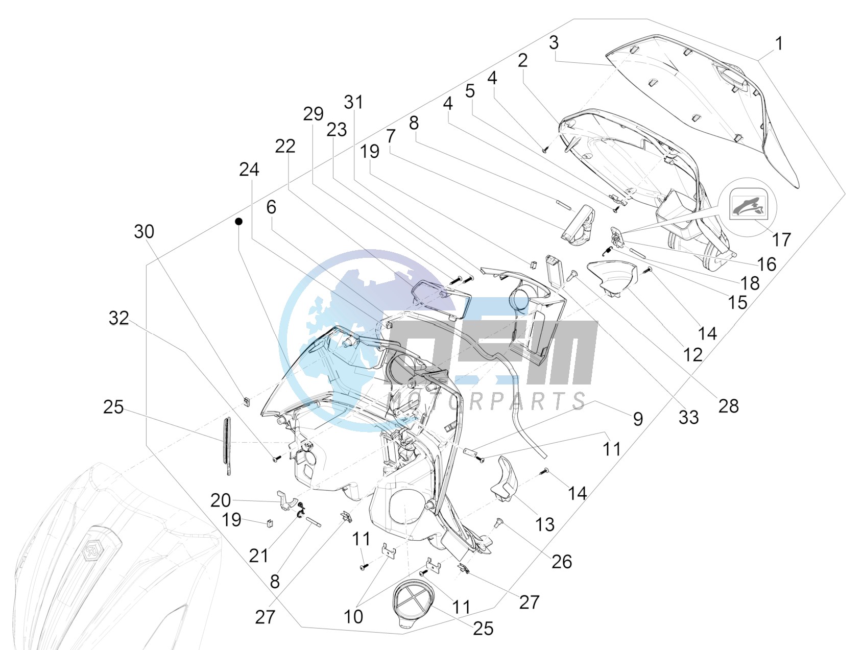 Front glove-box - Knee-guard panel