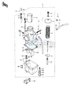 KX 125 (-A) drawing CARBURETOR -- 74-76 KX125_A_A3- -