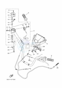 YFM450FWB KODIAK 450 (BJ5K) drawing STEERING HANDLE & CABLE