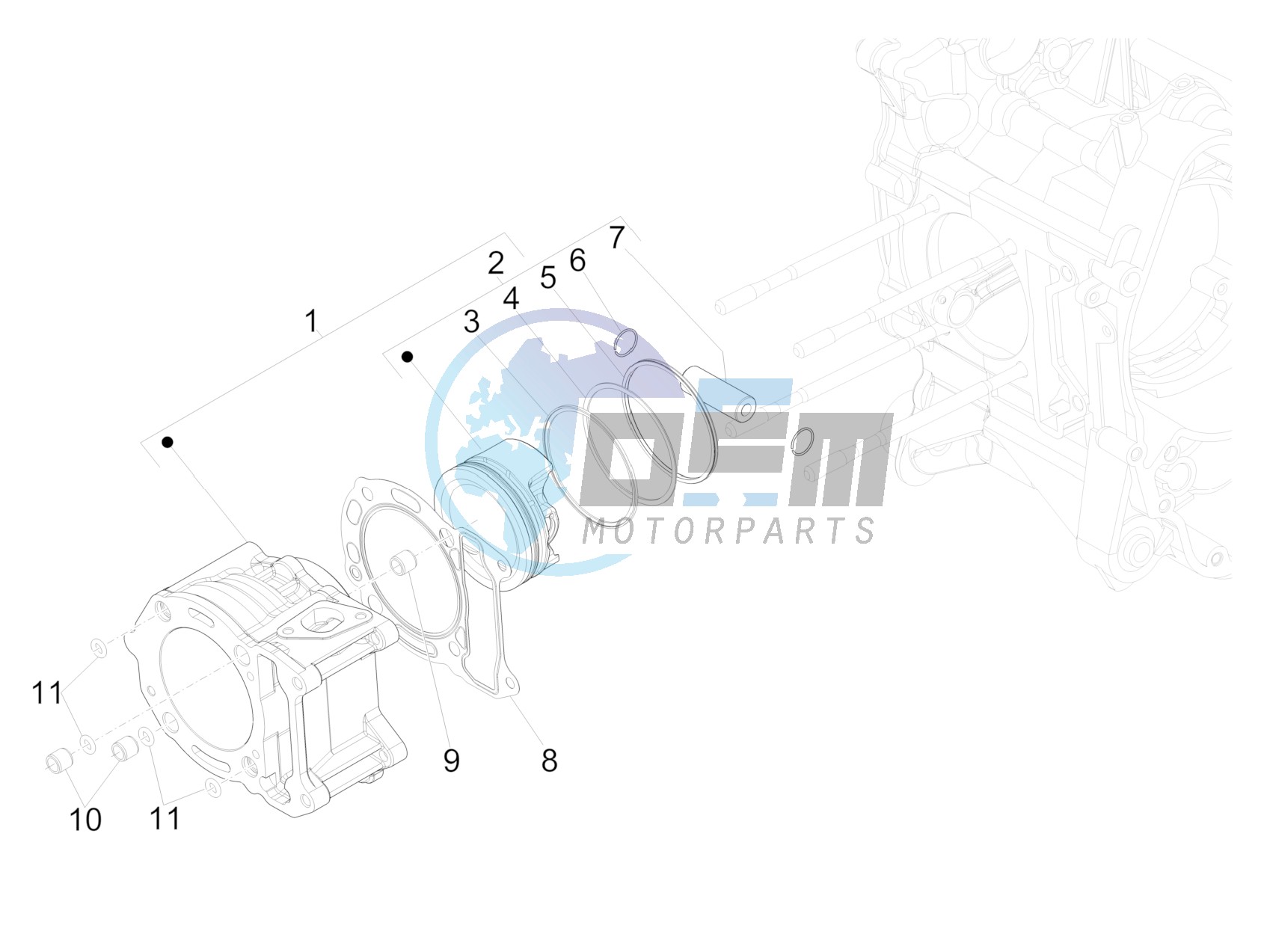 Cylinder-piston-wrist pin unit