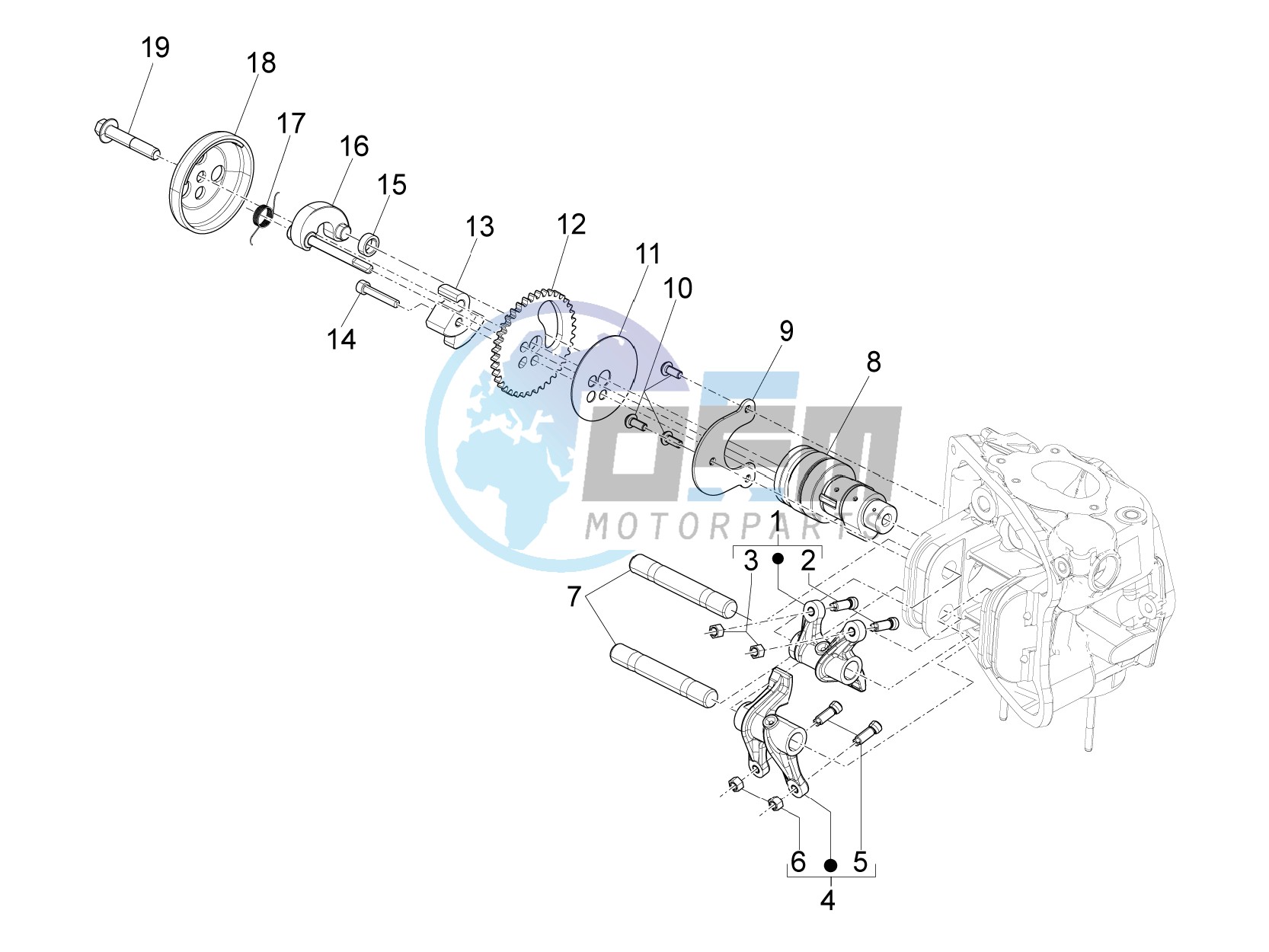 Camshaft - Rocking levers support unit