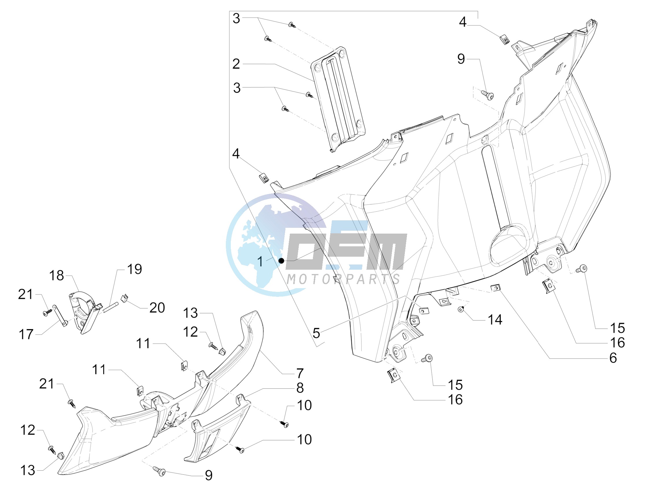 Front glove-box - Knee-guard panel