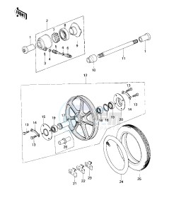 KZ 650 C [CUSTOM] (C1-C3) [CUSTOM] drawing FRONT WHEEL_TIRE_HUB