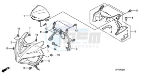 CBR125RW9 Europe Direct - (ED / WH) drawing UPPER COWL (CBR125RW7/RW9/RWA)